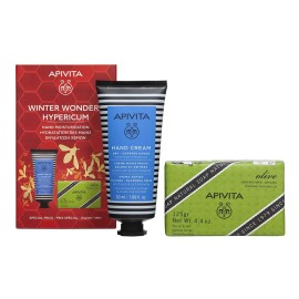 Apivita Winter Wonders Hypericum Promo Hand Cream Κρέμα Χεριών για Ξηρά & Σκασμένα Χέρια, 50ml & Natural Soap Φυσικό Σαπούνι με Ελιά, 125gr, 1σετ