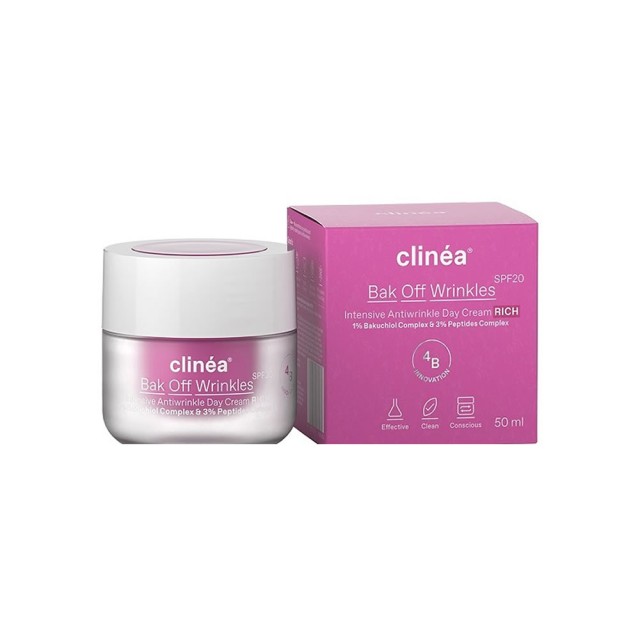 Clinea Bak Off Wrinkles Rich SPF20 Αντιγηραντική Κρέμα Ημέρας, 50ml