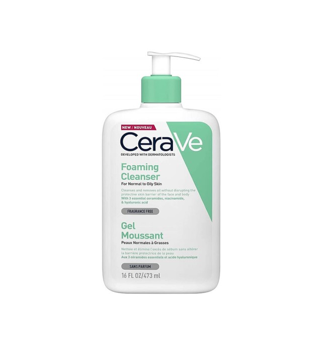 Cerave Foaming Cleanser Gel Καθαρισμού για Κανονικές έως Λιπαρές Επιδερμίδες 473ml