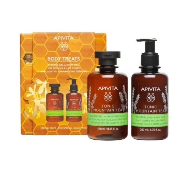 Apivita Tonic Mountain Tea Shower Gel, 250 ml & Apivita Tonic Mountain Tea Body Milk 200ml