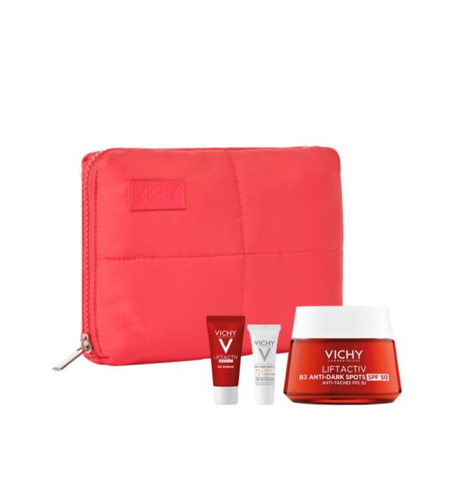 Vichy Promo Liftactiv H.A Anti-Wrinkle Firming Cream 50ml & Free Liftactiv Specialist B3 Serum 5ml, Capital Soleil UV-Age Daily SPF50+ 3ml & Toiletry Bag, 1set