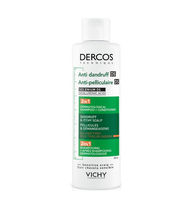 VICHY Dercos Anti-Dandruff DS 2in1 - Σαμπουάν & Conditioner Κατά της Πιτυρίδας για Όλους τους Τύπους Μαλλιών 200ml