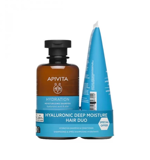 Apivita Moisturizing Shampoo & Conditioner Set, Σαμπουάν 250ml και Μαλακτική Κρέμα Ενυδάτωσης 150ml