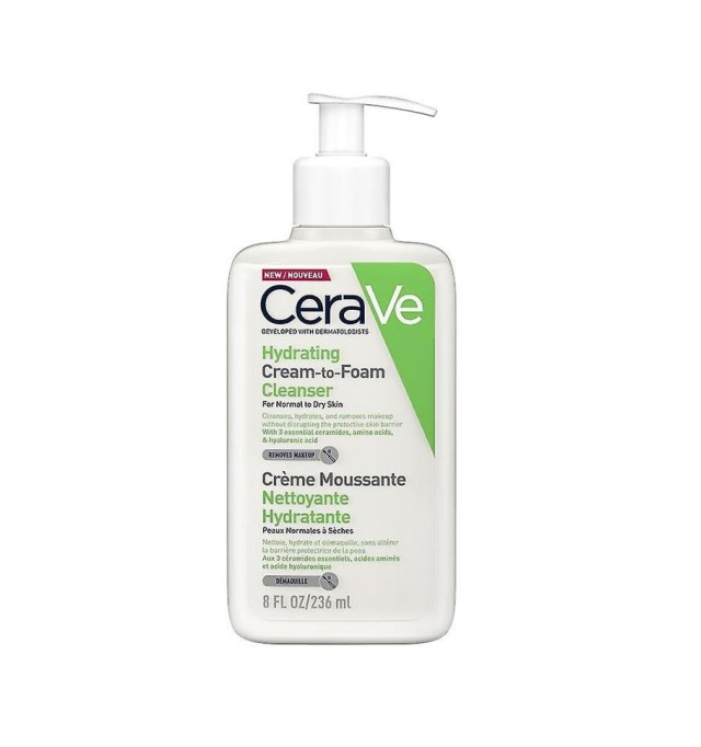 CeraVe Hydrating Cream to Foam Cleanser for Normal to Dry Skin 236ml Αφρώδης Κρέμα Καθαρισμού